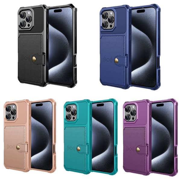 Elegant Skyddande Skal med Kortfack för iPhone 16 Pro