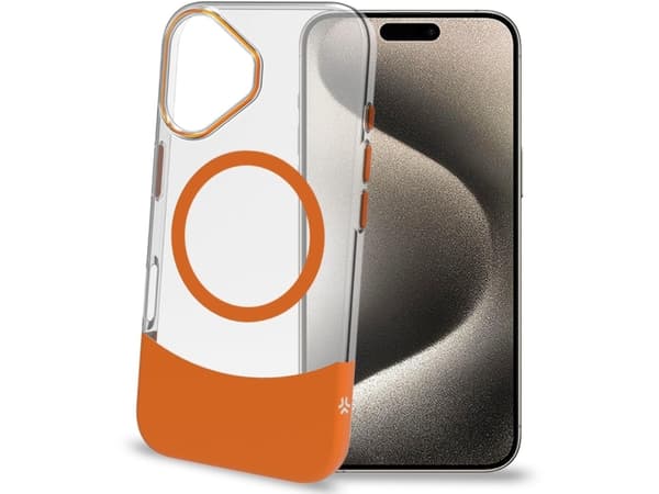 Magdual MagSafe-kompatibelt skal iPhone 16 Orange + Transparent