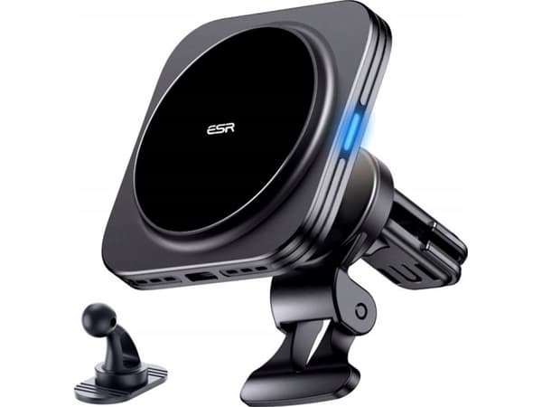 ESR Halolock Magnetic QI2 car mount with MagSafe 15W inductive charger for the windshield grille - black
