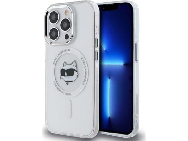 Karl Lagerfeld KLHMP13LHLSCHH Apple iPhone 13 Pro 6.1 "tapauksessa puhelimen valkoinen IML Metal Choupette Head MagSafe