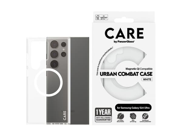 CARE by PanzerGlass Urban Combat - Baksidedeksel for mobiltelefon - Qi - termoplast-polyuretan (TPU), polykarbonat (PC), oleofobisk belegg - gjennoms