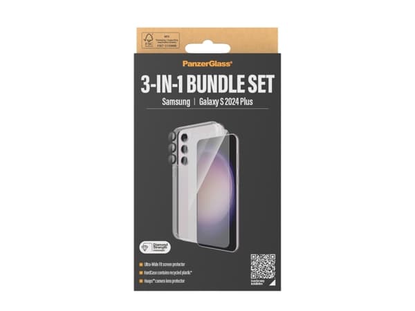 PanzerGlass 3-in-1 Pack Samsung Galaxy S24 Plus| UWF, Samsung, Samsung - Galaxy S24 Plus, Torr applicering, Reptålig, Stöttålig, Transparent, 1 styck
