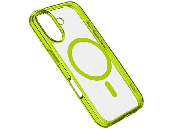 Cellularline Iconic Mag - iPhone 16 Transparent case with colored edges compatible with Magsafe ecosystem, Cover, Apple, iPhone 16, 15.5 cm (6.1"), L