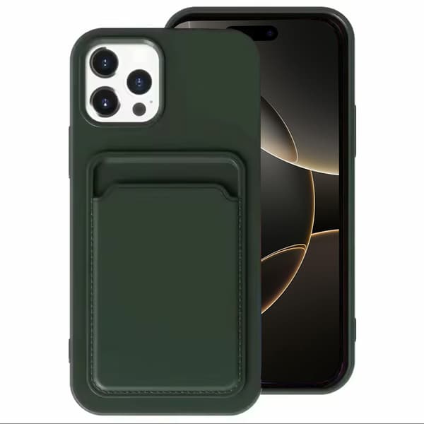 iPhone 16 Pro - Genomtänkt Floveme Skal med Korthållare Mörkgrön