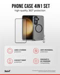 Miniatyrbilde 5 av 8: 3SIXT 4in1 Protection Bundle mobilskall, skjermbeskytter, kamerabeskytter og stressfri applikator, kompatibel med Samsung Galaxy S24, gjennomsiktig