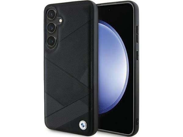 Samsung Galaxy S24+ BMW Case Allekirjoitus Nahka Ristikkäiset viivat kuvio (BMHCS24M23RCGPK) musta