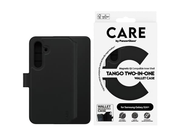 CARE by PanzerGlass Tango - Lommebok for mobiltelefon - to-i-én - 100 % resirkulert polykarbonat, 35 % resirkulert polyuretan (PU), veganlær - for Sa