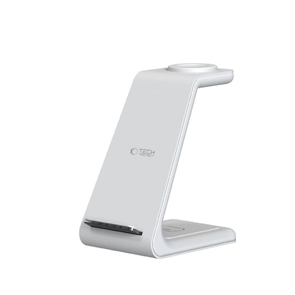 Tech-Protect 3-in-1 Trådlös Laddare iPhone, Apple Watch, AirPods - Vit