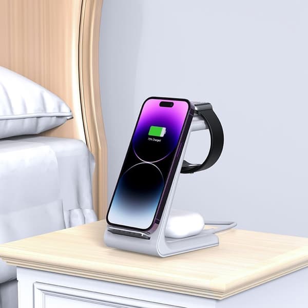 Tech-Protect 3-in-1 Trådlös Laddare iPhone, Apple Watch, AirPods - Vit