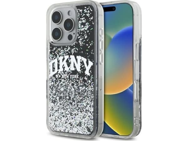 DKNY DKHCP16XLBNAEK Apple iPhone 16 Pro Max 6,9" telefondeksel svart farge hardcase Liquid Glitter Arch Logo