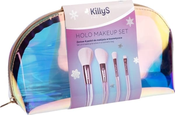 KILLYS_SET Holo meikkisiveltimet 4kpl + meikkilaukku