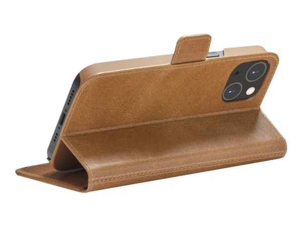 dbramante1928 Copenhagen Slim - Vikbart fodral för mobiltelefon - borstat läder - tan - för Apple iPhone 13, 14