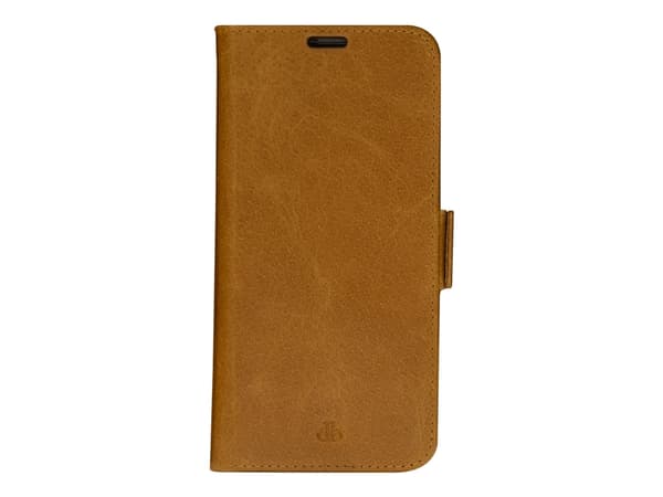 dbramante1928 Copenhagen Slim - Vikbart fodral för mobiltelefon - borstat läder - tan - för Apple iPhone 13, 14