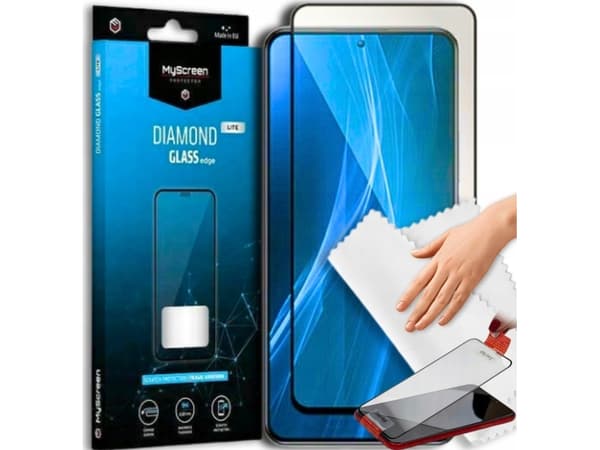 MyScreen Protector Xiaomi Redmi 14C - Herdet glass for lett avrundede skjermer DIAMOND GLASS LITE kant FULLLIM