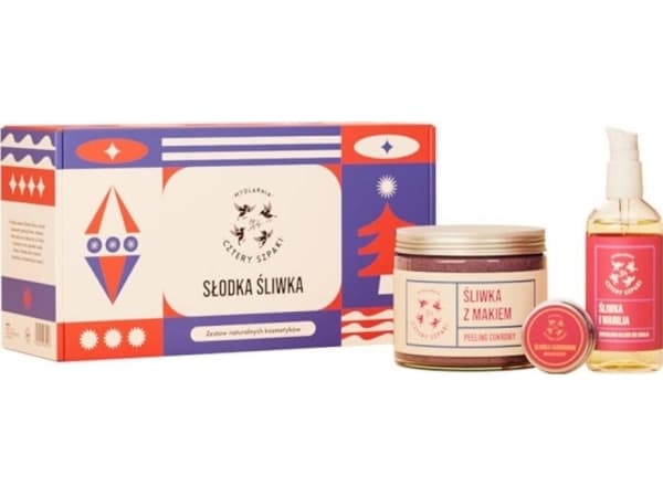 MYDLARNIA CZTERY SZPAKI_SET Słodka Śliwka peeling cukrowy Śliwka z Makiem 250ml + balsam do ust Śliwka i Kardamon 15ml + superlekki olejek do čiała Ś