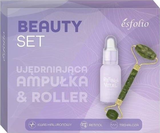 ESFOLIO_SET ujędrnijąca ampulle do twarzy 30ml + Jadeit roller do twarzy