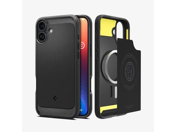 Spigen Rugged Armor (MagFit), Cover, Apple, iPhone 16 Plus, 17 cm (6.7"), Black
