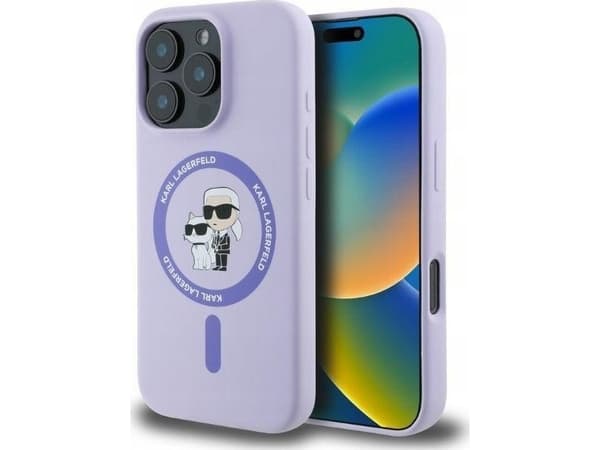 Karl Lagerfeld KLHMP16MSCMKCRHU Apple iPhone 16 Plus 6.7" puhelimen kotelo violetti hardcase Silikoni Karl&amp;Choupette Ring MagSafe