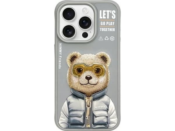 Nimmy iPhone 15 Pro 6.1" case gray/grey Cool&Cute 2.0 Bear