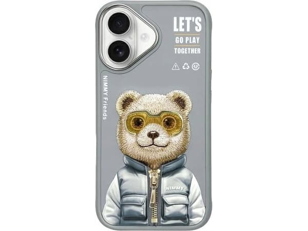 Nimmy iPhone 16 6.1" case gray/grey Cool&Cute 2.0 Bear