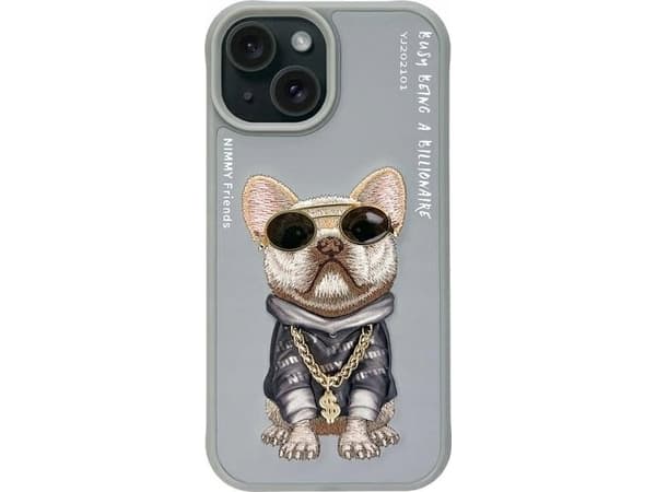 Nimmy iPhone 15 6.1" case gray/gray Glasses Cool Dog