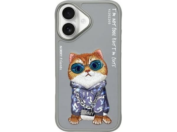 Nimmy iPhone 16 6.1" case gray/gray Glasses Cool Cat