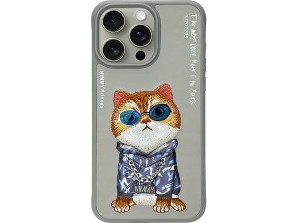 Nimmy iPhone 15 Pro 6.1" case gray/gray Glasses Cool Cat