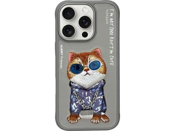 Nimmy iPhone 16 Pro 6.3" case gray/grey Glasses Cool Cat