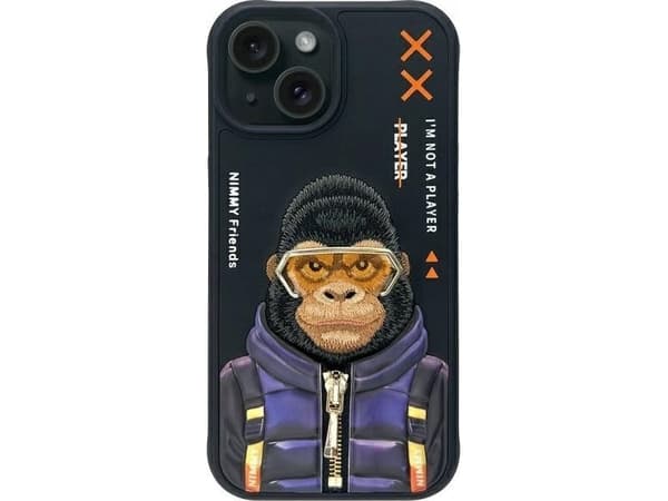 Nimmy case iPhone 15 6.1" black/black Cool&Cute 2.0 Monkey