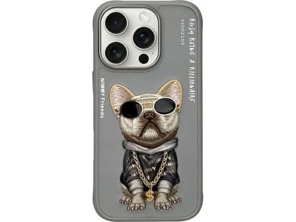 Nimmy iPhone 16 Pro 6.3" case gray/grey Glasses Cool Dog