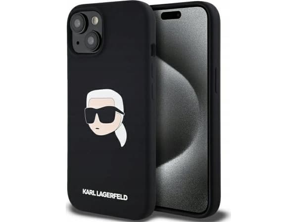 Karl Lagerfeld KLHMP15SSKHPPLK Apple iPhone 15 6.1" telefondeksel svart silikon Karl Head Print MagSafe