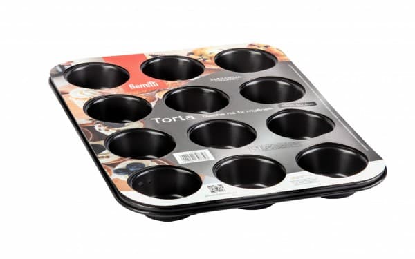 TRITON Kakebrett for 12 muffins, Sort non-stick, 35 cm