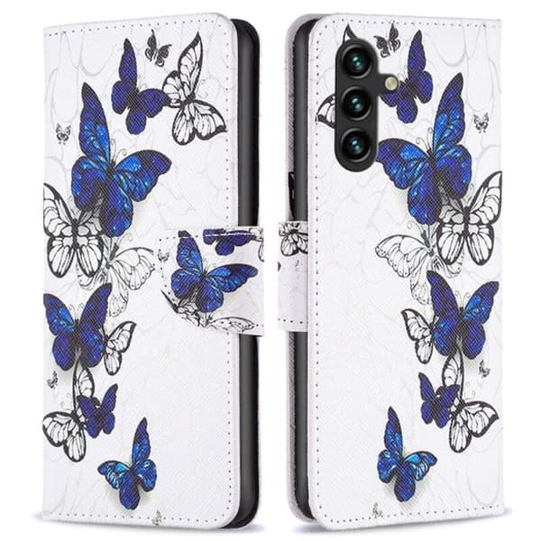 Plånboksfodral Samsung Galaxy S24 FE - Blåa och Vita Fjärilar