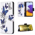 Miniatyrbillede 1 af 4: Plånboksfodral Samsung Galaxy S24 FE - Blåa och Vita Fjärilar