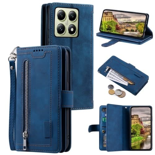 Til Xiaomi 14T Pro Etui med Lynlåslomme og 9 Kortlommer