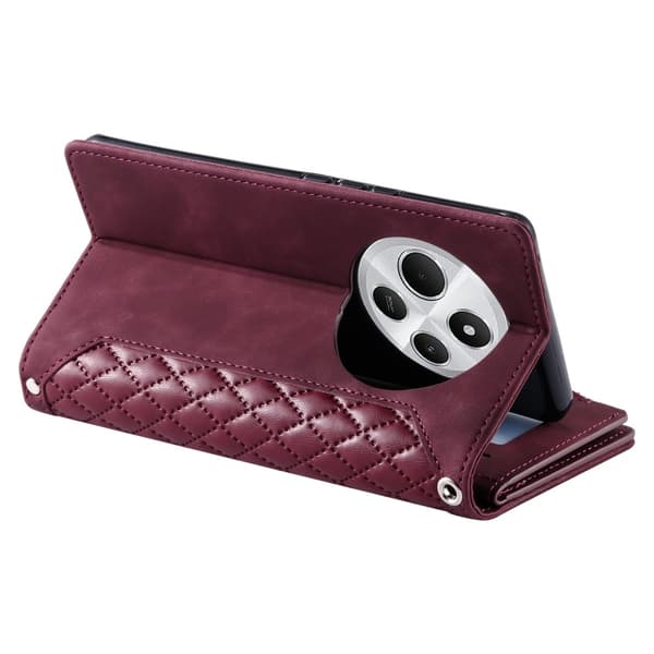 Til Xiaomi Redmi 14C Zipper Wallet Case Rhombus Telefoncover