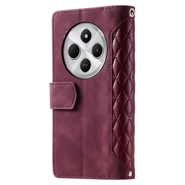 Til Xiaomi Redmi 14C Zipper Wallet Case Rhombus Telefoncover