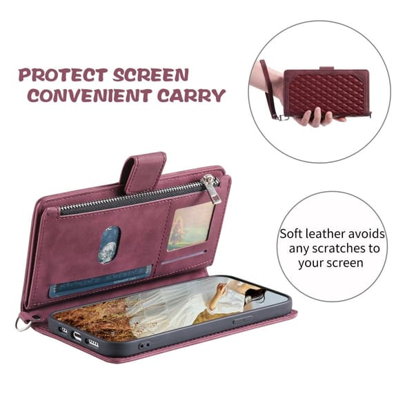 Til Xiaomi Redmi 14C Zipper Wallet Case Rhombus Telefoncover