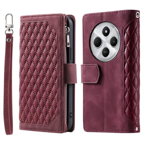 Til Xiaomi Redmi 14C Zipper Wallet Case Rhombus Telefoncover
