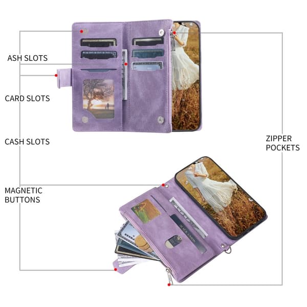 Til Xiaomi Redmi 14C Zipper Wallet Case Rhombus Telefoncover