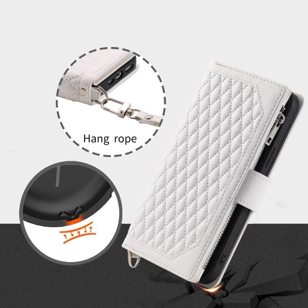 Til Xiaomi Redmi 14C Zipper Wallet Case Rhombus Telefoncover