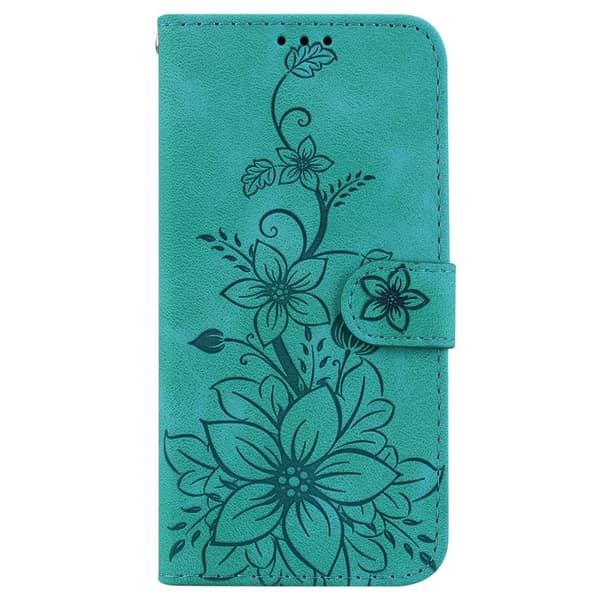 För Xiaomi Redmi 14C Fodral Ställ Plånboksfodral Blommönster - Grön