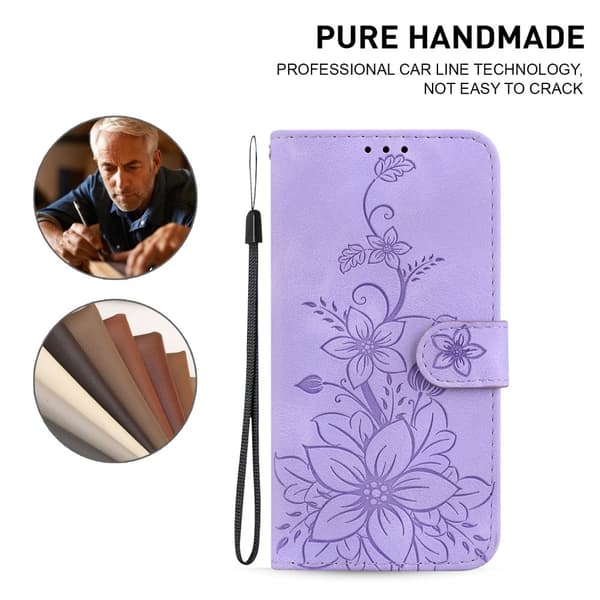 Til Xiaomi Redmi 14C 4G Cover Lily Flower Imprint Telefoncover med Støtte