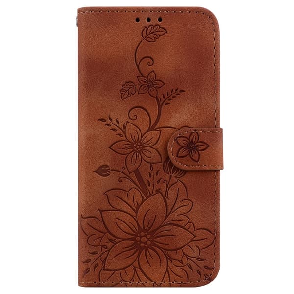 För Xiaomi Redmi 14C Fodral Ställ Plånboksfodral Blommönster - Brun