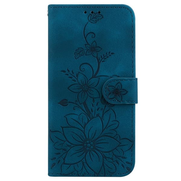 För Xiaomi Redmi 14C Fodral Ställ Plånboksfodral Blommönster - Blå