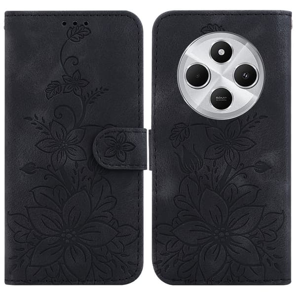 Til Xiaomi Redmi 14C 4G Cover Lily Flower Imprint Telefoncover med Støtte