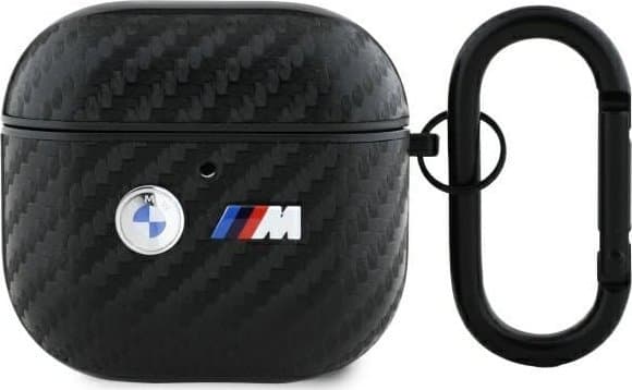 BMW BMA4WMPUCA2 AirPods 4 kuulokkeiden tapauksessa musta Carbon Double Metal Logo
