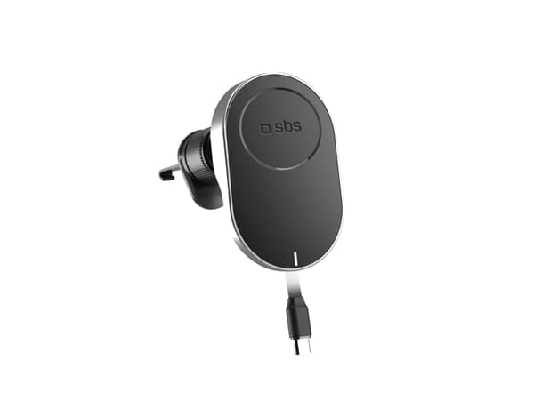 Smarttelefonholder med SBS TESUPP15WRETRACABL trådløs lader med uttrekkbar kabel, MagSafe-kompatibel - svart Sort