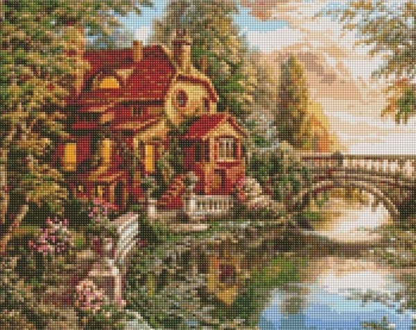 Diamantbroderi med ramme Diamantmosaikk 40x50cm Drømmehus