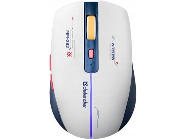 Defender Trådlös mus Defender DILA MM-282 optisk 1800dpi vit RGB ACCUMULATOR 6 knappar Gaming